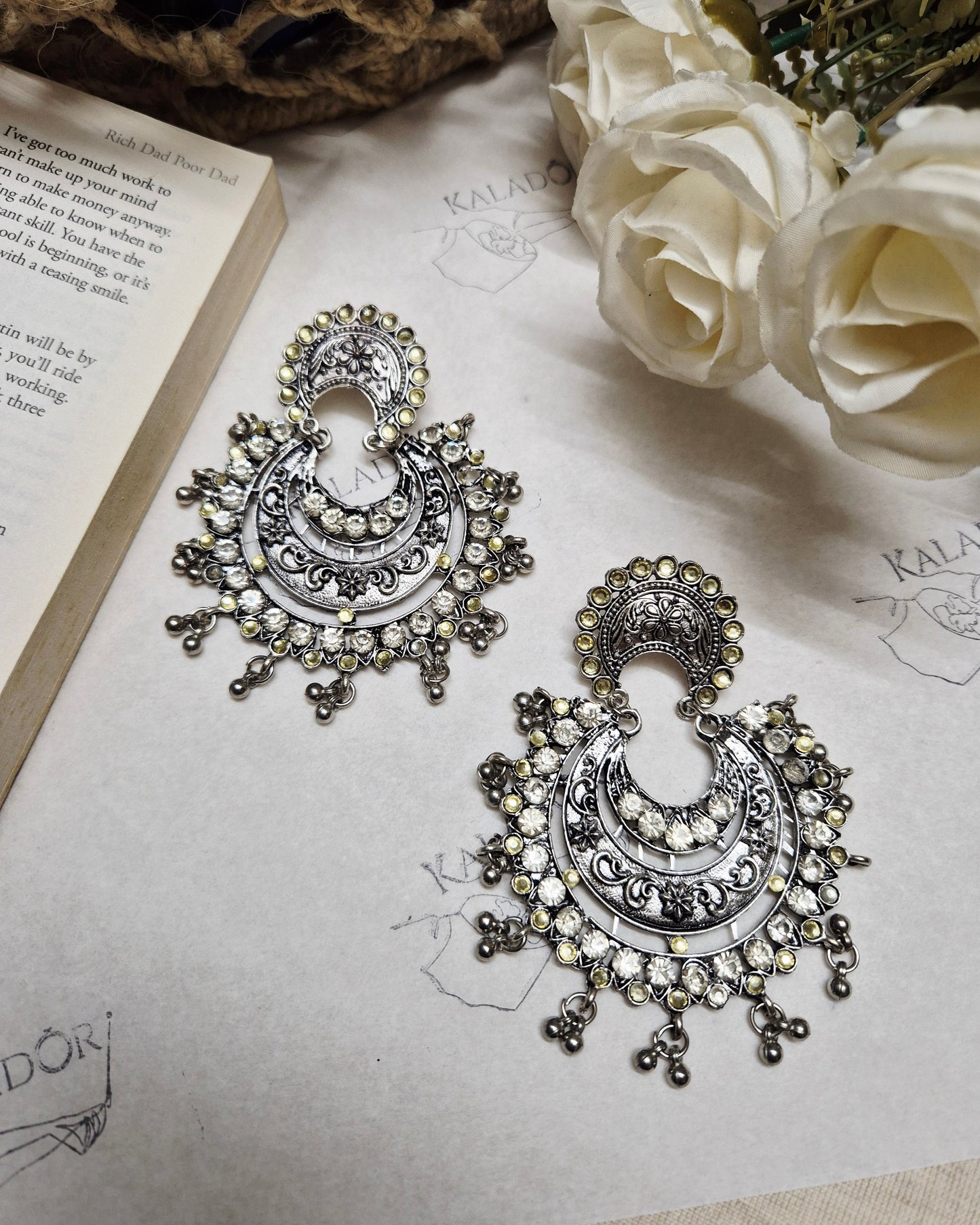 silver oxidise earings