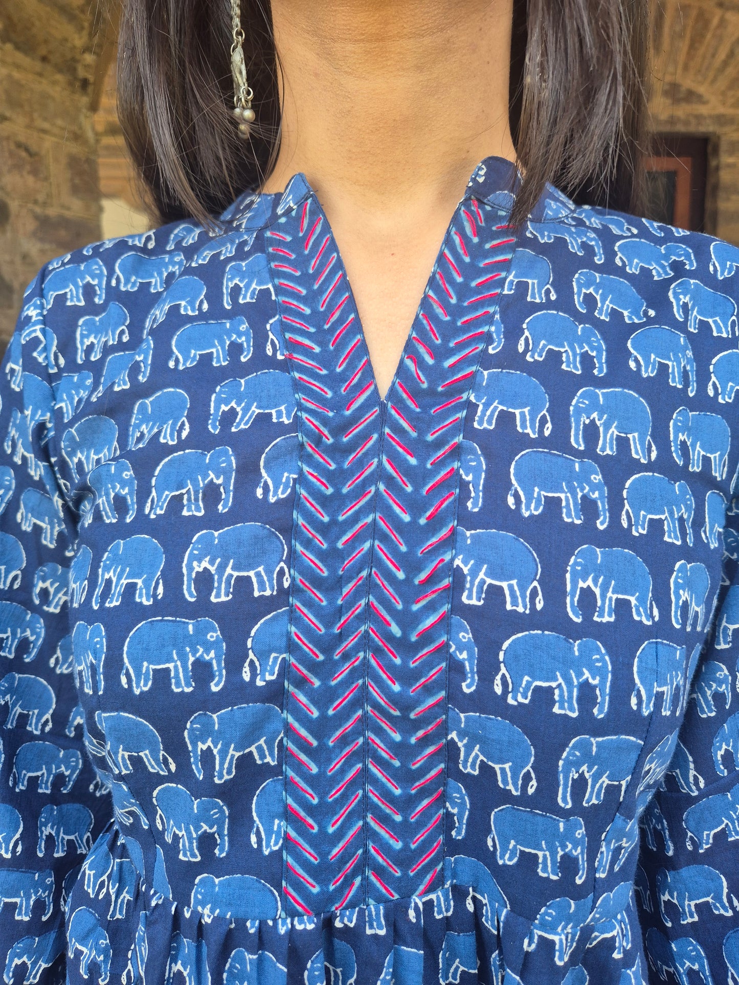 Neel Haathi: Hand Block Short Kurti