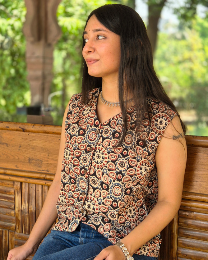 Mandari: Geometric Block Print Vest