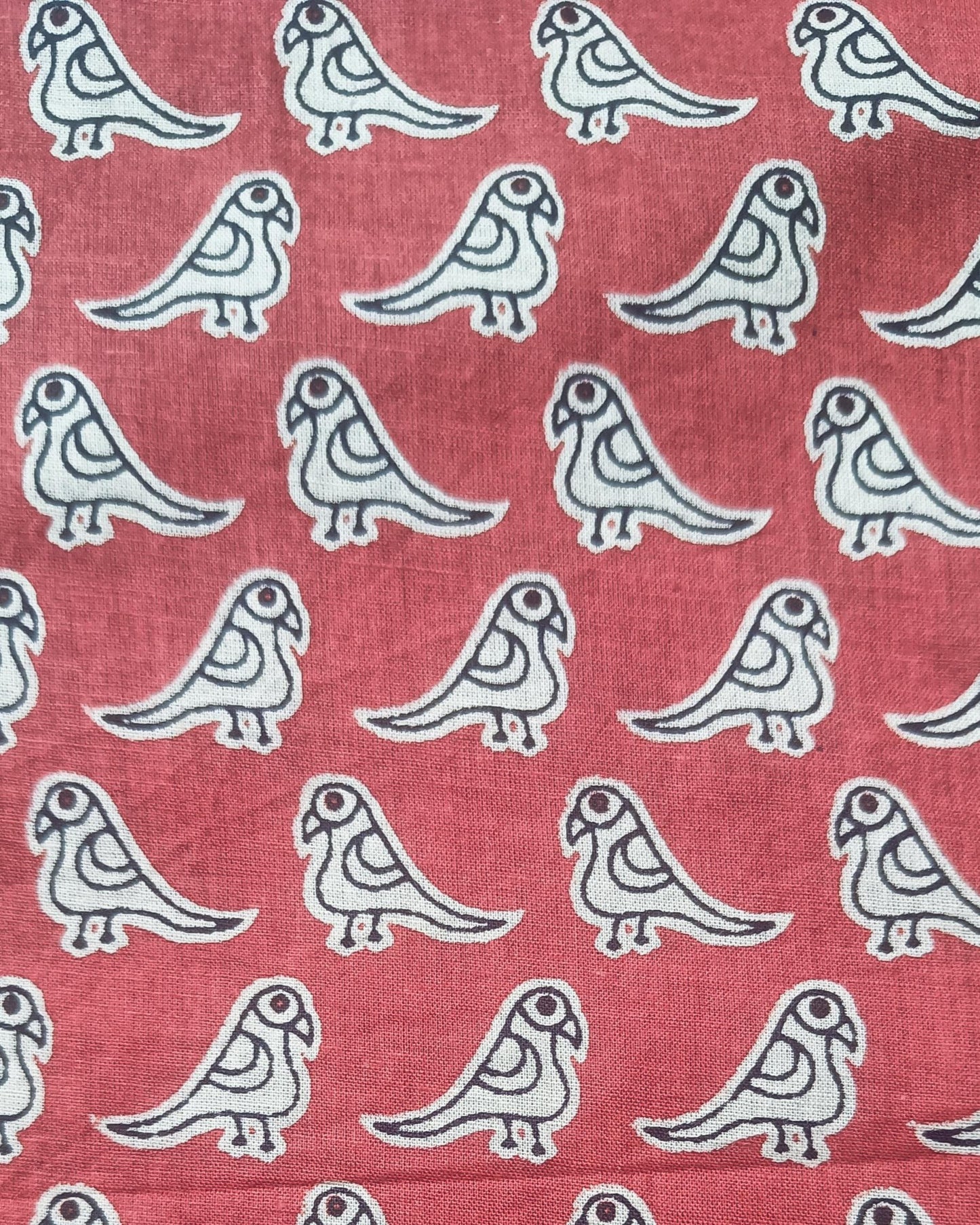 Pakshiya: Red Bird Block Print Cotton Vest
