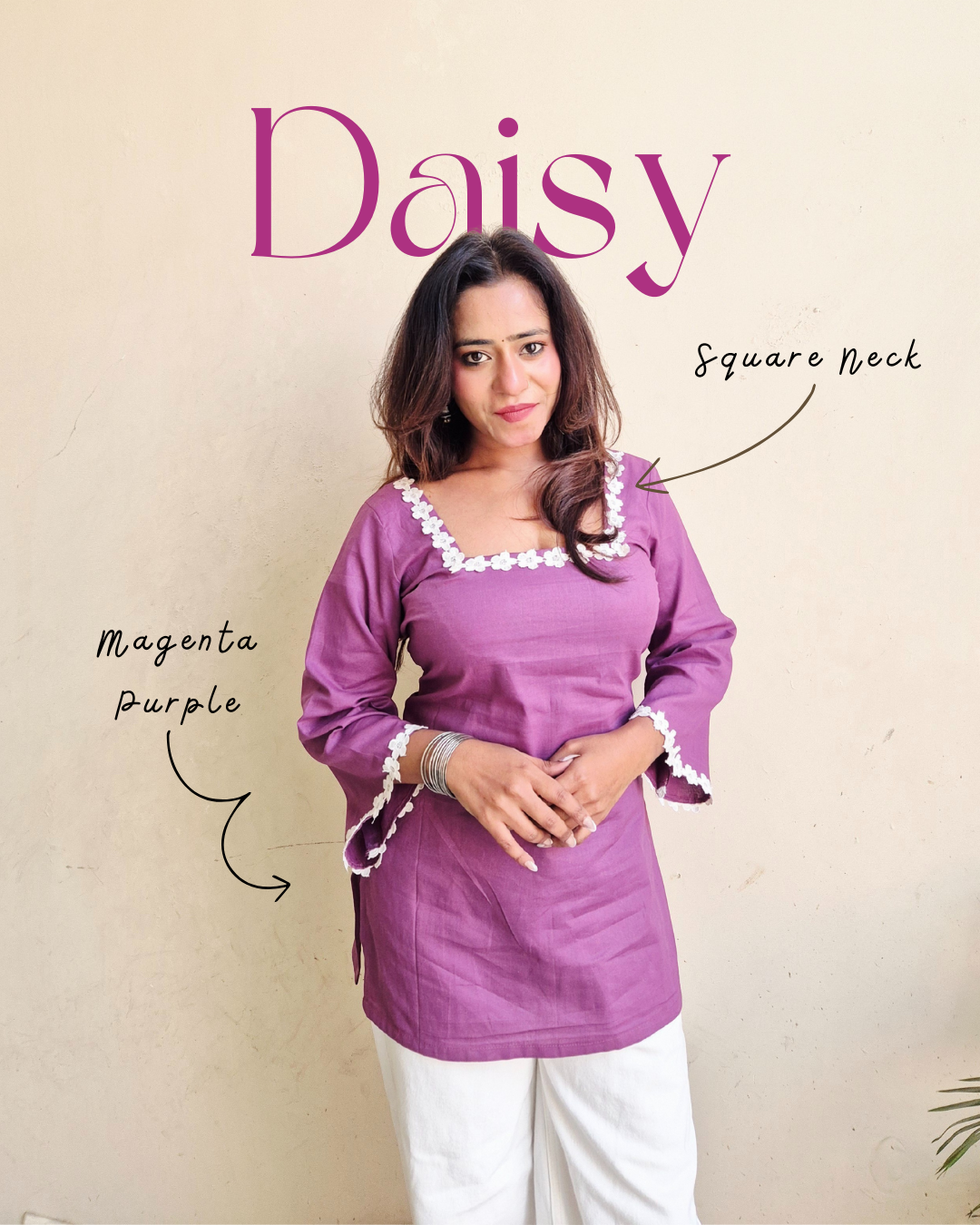 Daisy Cotton Corset Style Short Kurti – Lavender