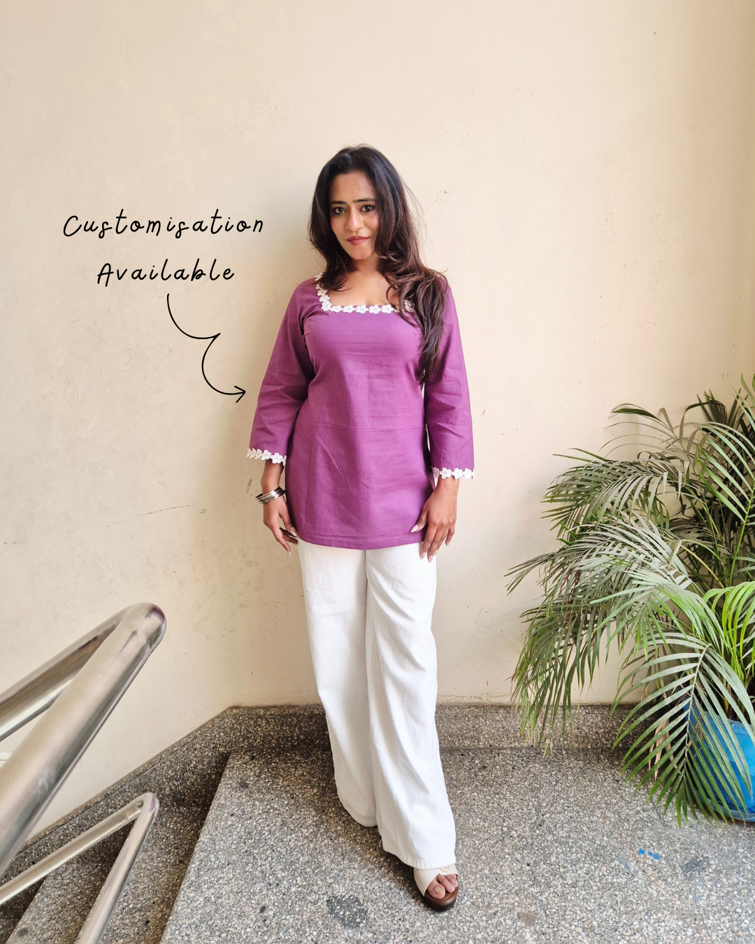 Daisy Cotton Corset Style Short Kurti – Lavender