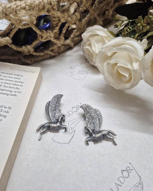 Pankh Ashwa Silver Oxidise Earrings