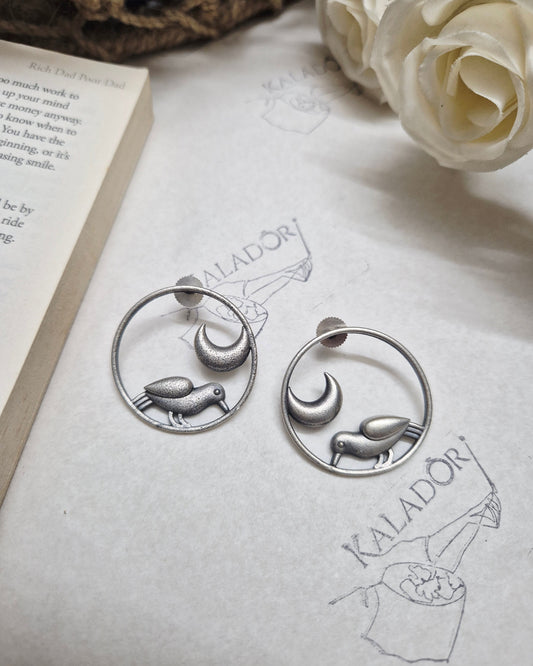 Chand Chidiya Silver Oxidise Earrings