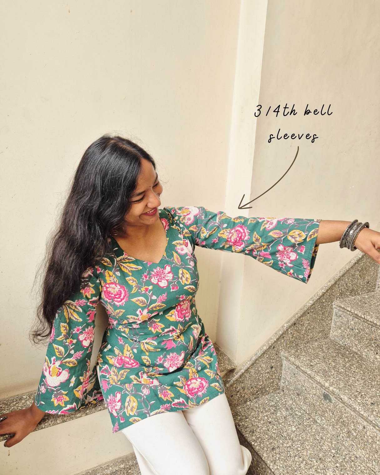 Phoolvati - Cotton Hand Block Corset Short Kurti - Green