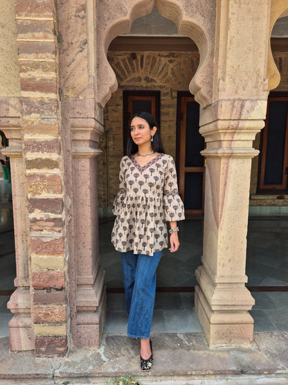 Kamalini: Hand Block Short Kurti