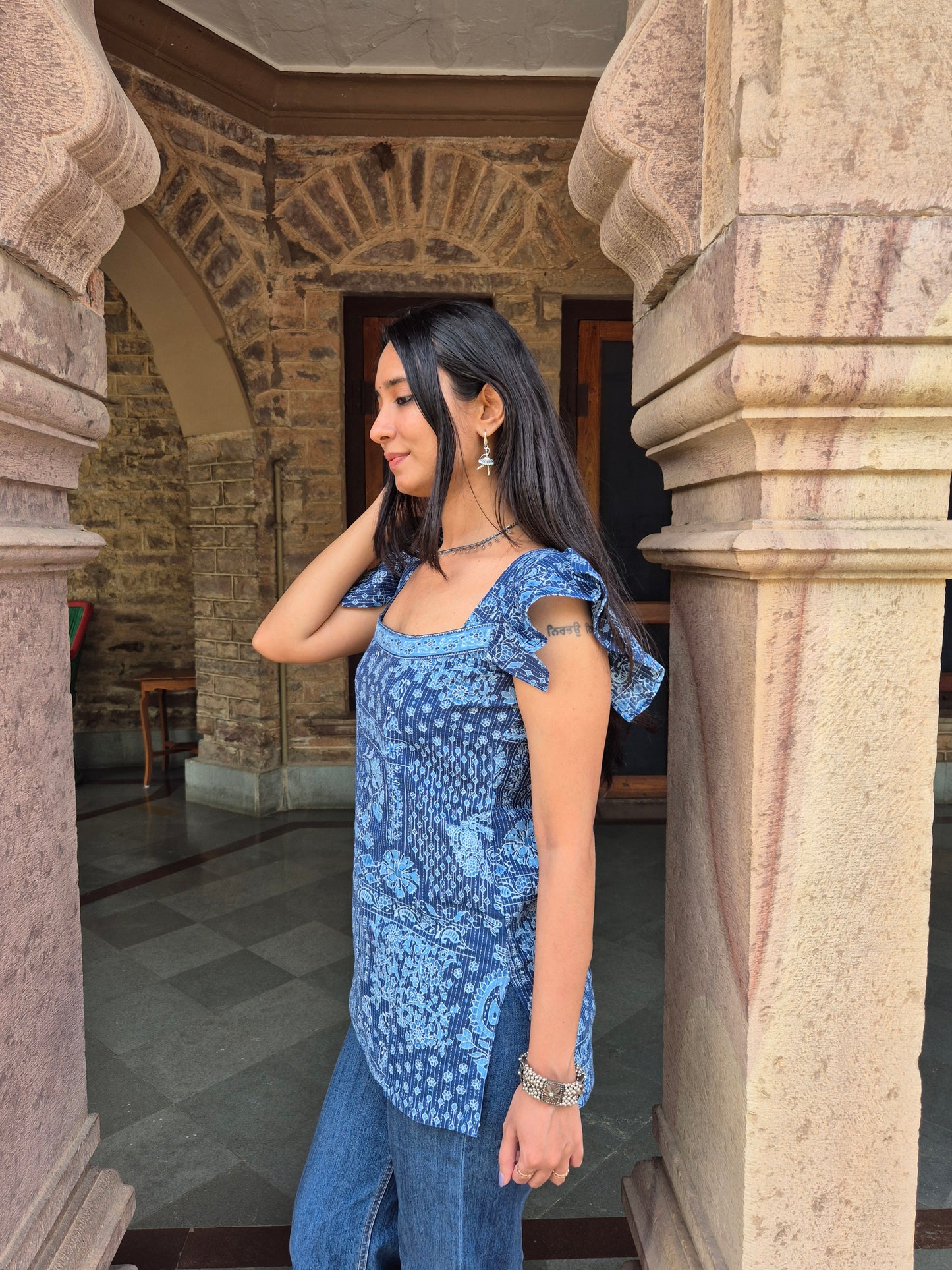 Neel Tara: Hand Block Short Kurti