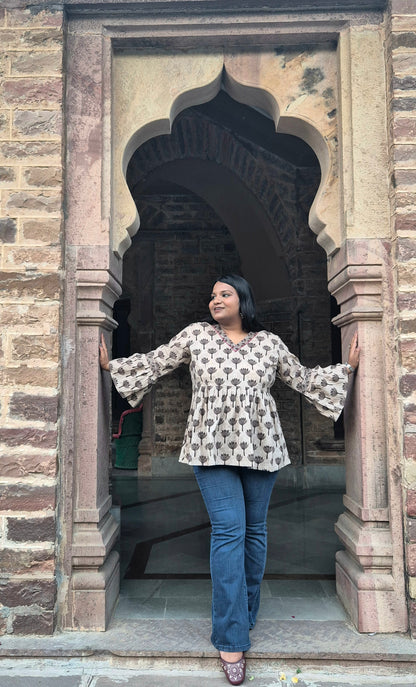 Kamalini: Hand Block Short Kurti