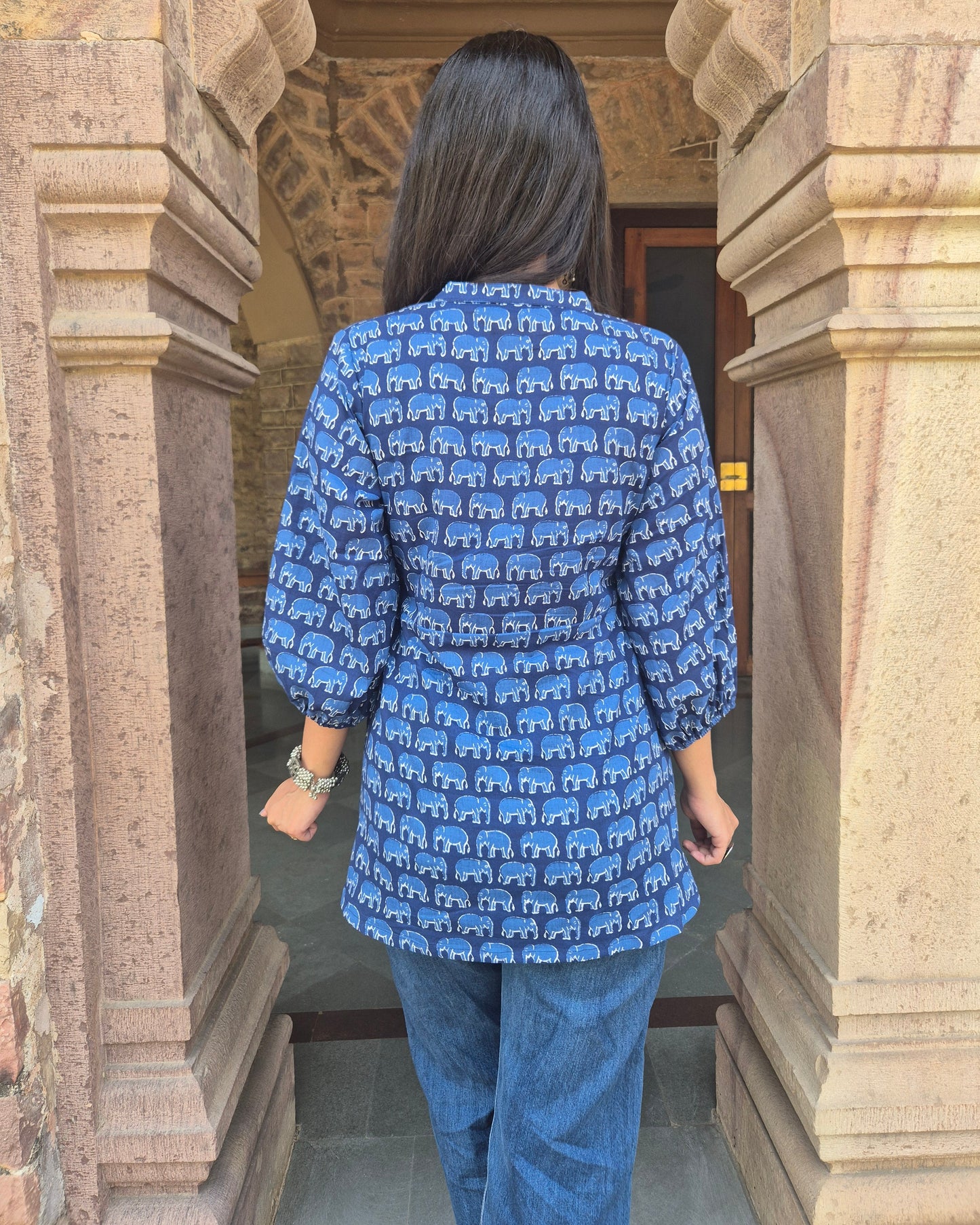 Neel Haathi: Hand Block Short Kurti