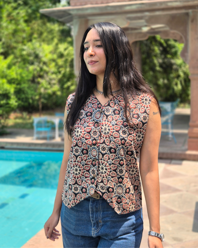 Mandari: Geometric Block Print Vest